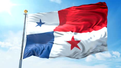 panama flag seamless looping 3d rendering video. beautiful textile cloth fabric loop waving