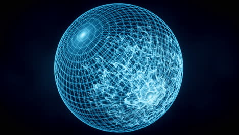 abstract glowing blue sphere grid