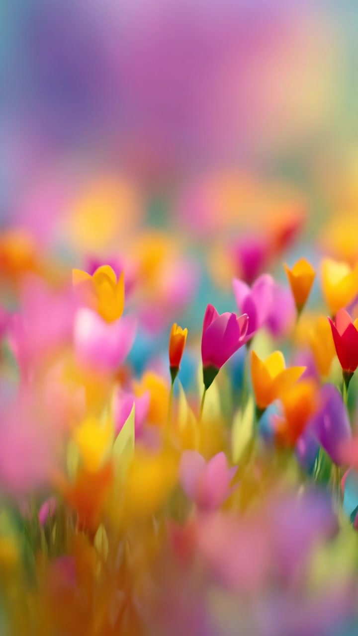 Vibrant Field of Colorful Spring Flowers Blooming