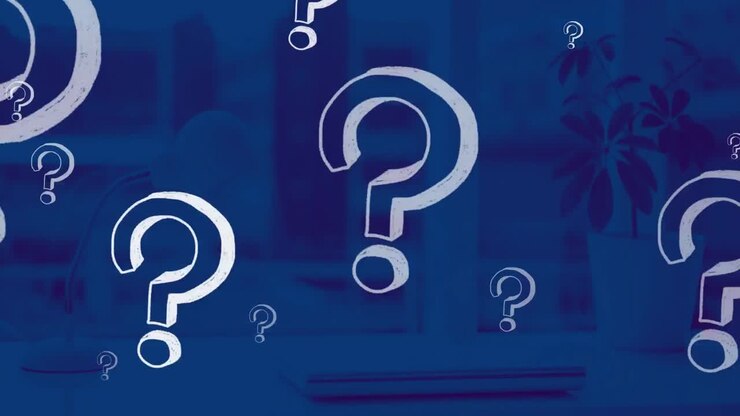 animación de signos de interrogación sobre la oficina