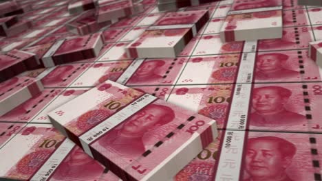 animación en bucle del paquete de billetes de dinero del yuan chino