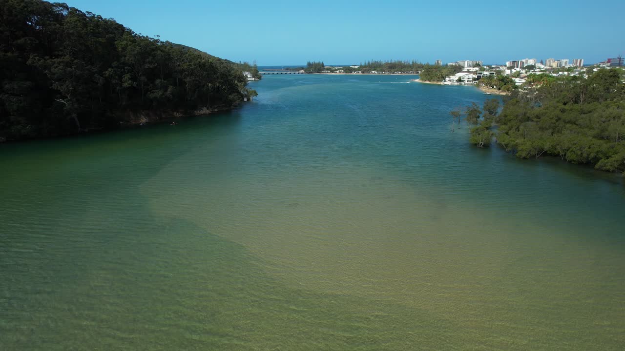Tallebudgera Creek And Burleigh Coastline In Queensland, Australia - Drone Shot