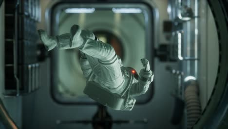 astronauta dentro de la estación espacial orbital