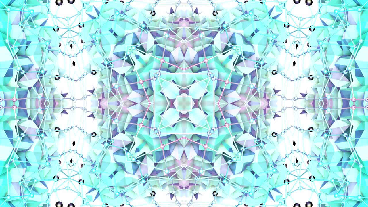 抽象的なシンプルな 3d 背景は青いターコイズ色で近代的な幾何学的な背景またはカレードスコピック効果の数学的な環境として低ポリスタイルです 4k uhd または full hd シームレスループ v1