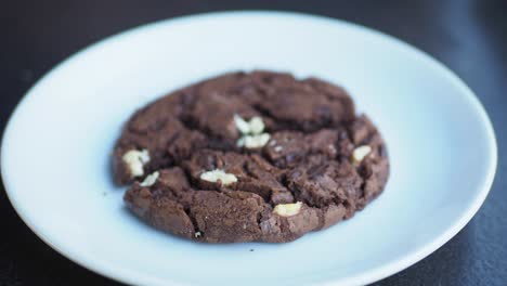 chocolate chip cookie on a plate