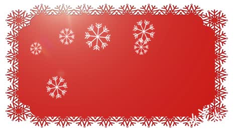 Animation-of-snow-falling-at-christmas-on-red-background