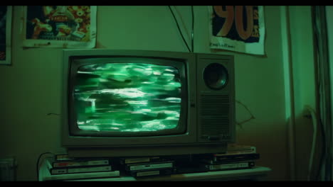 vintage tv with static screen