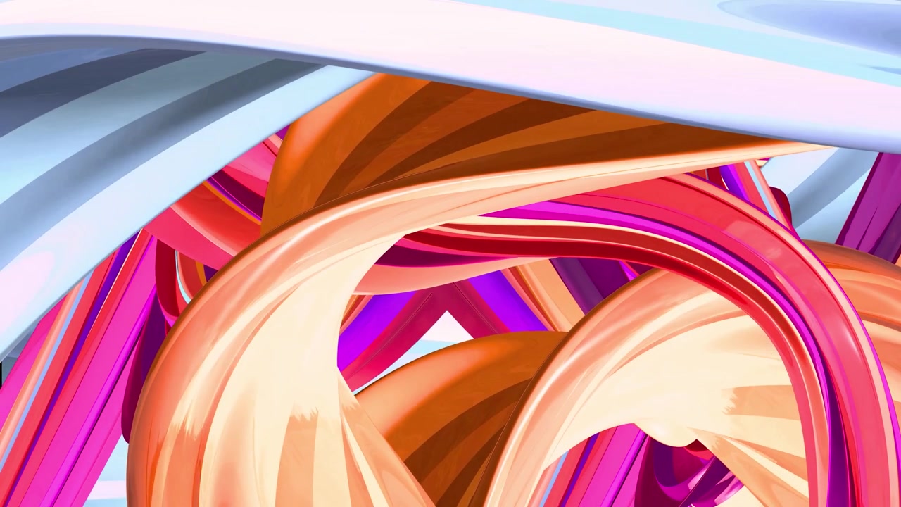 Abstract 3D Animation of Flowing Colorful Ribbons