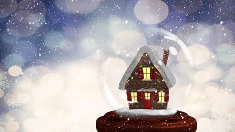 Christmas-animation-of-hut-in-snow-globe-4k