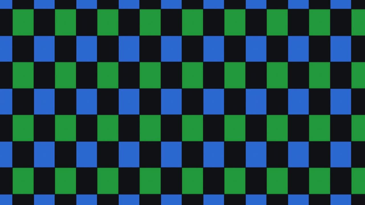 Vibrant Checkerboard Pattern – Seamless Grid of Alternating Blue, Green, and Black Squares with Modern Pixelated Design and Smooth Slide Animation for Dynamic Visual Effect