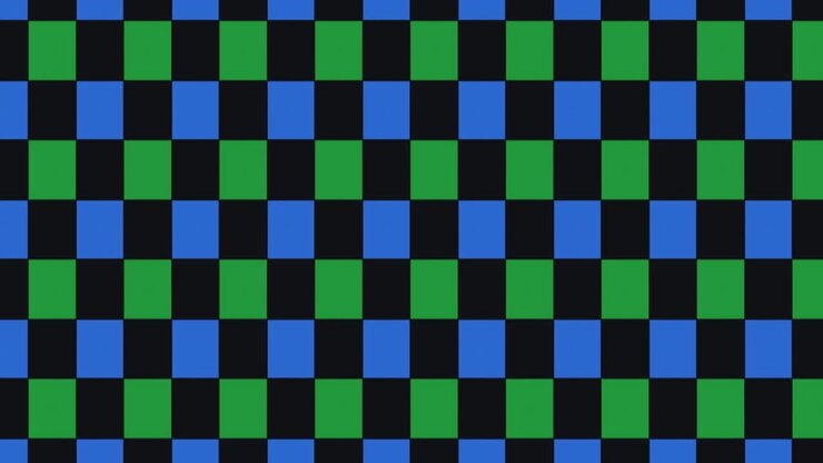 Vibrant Checkerboard Pattern – Seamless Grid of Alternating Blue, Green, and Black Squares with Modern Pixelated Design and Smooth Slide Animation for Dynamic Visual Effect