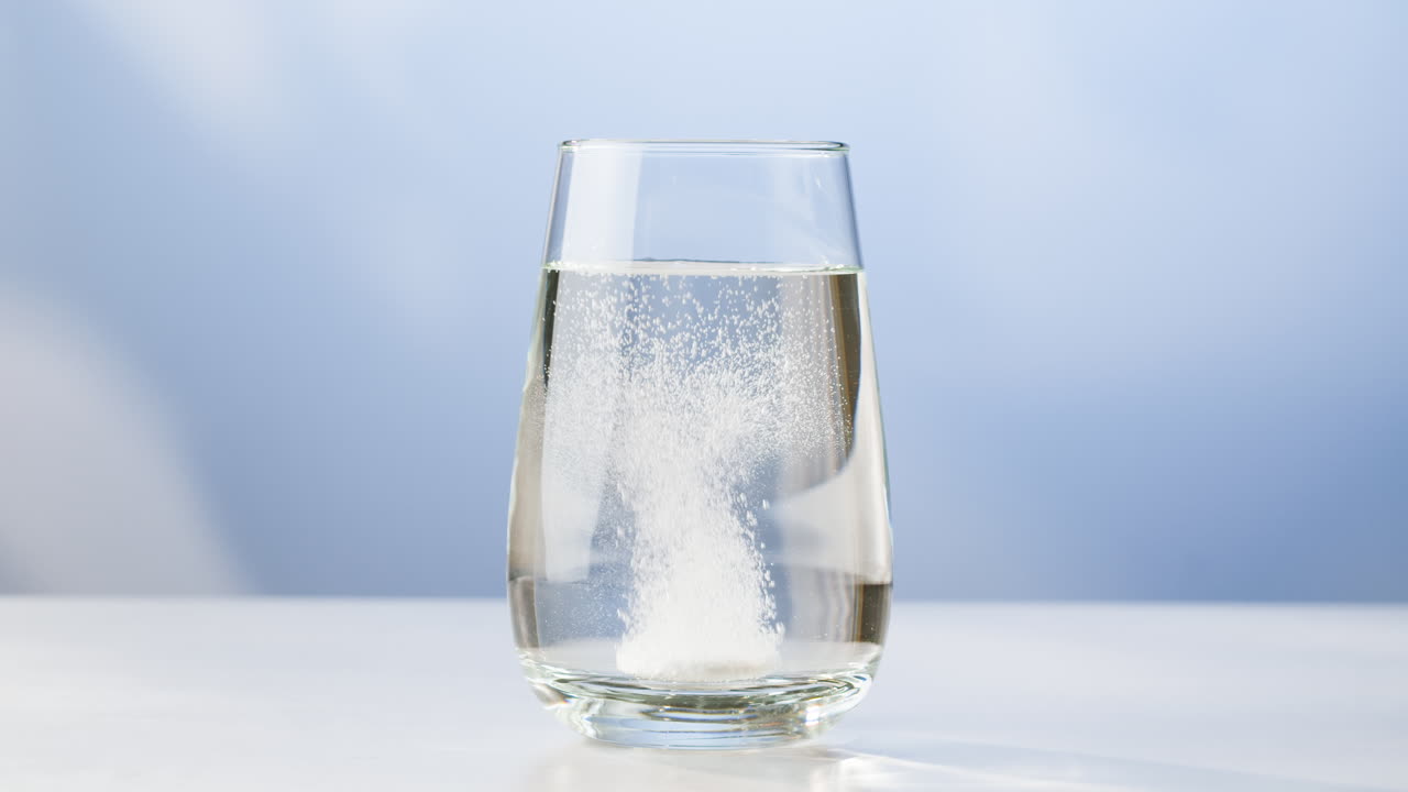 Dissolving a pill in a glass of water