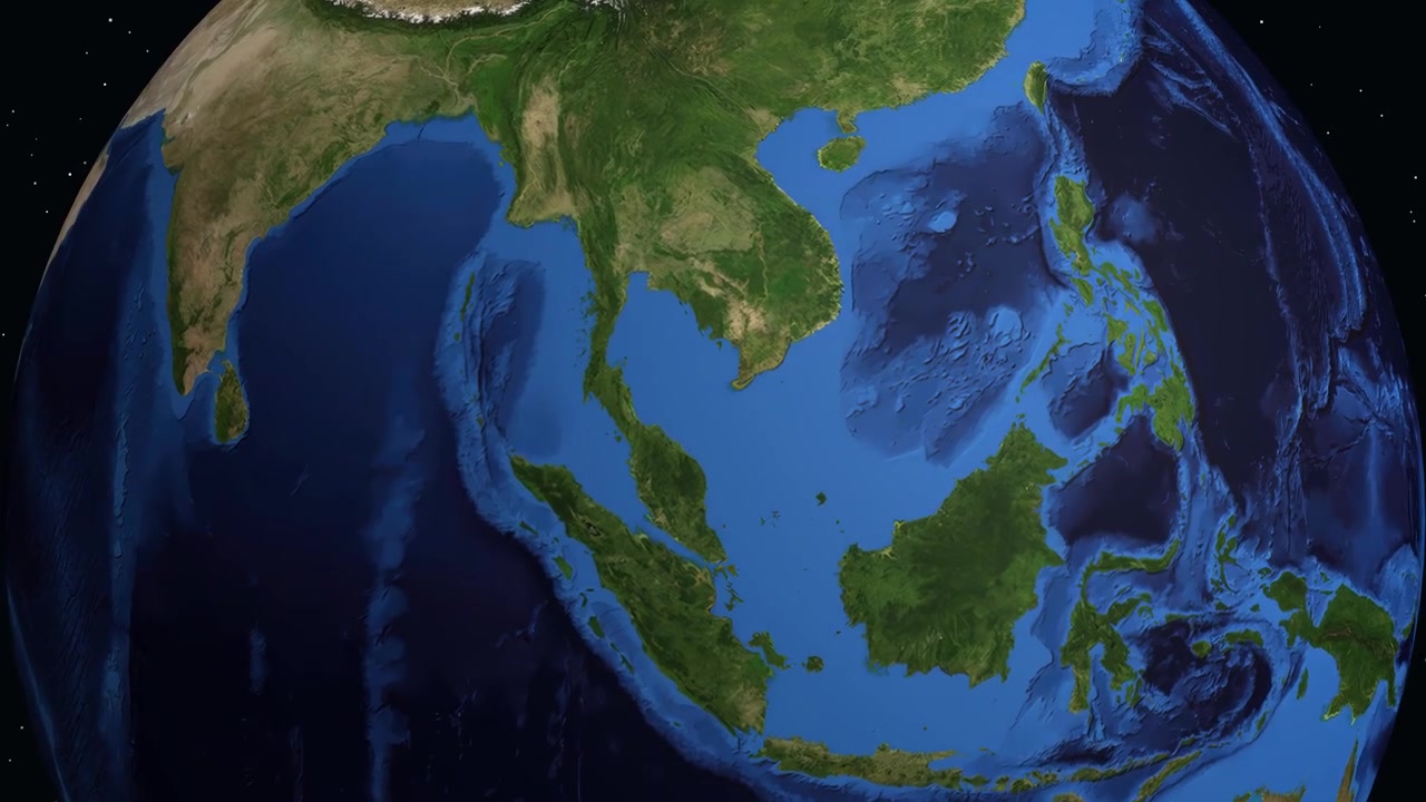 Animazione digitale che zooma dallo spazio su Phuket, Thailandia, con un segnaposto e dati