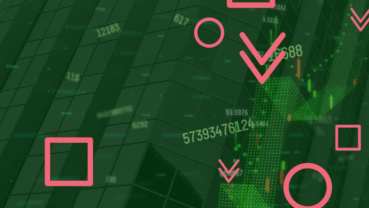 도시 풍경에 대한 모양의 애니메이션과 데이터 처리