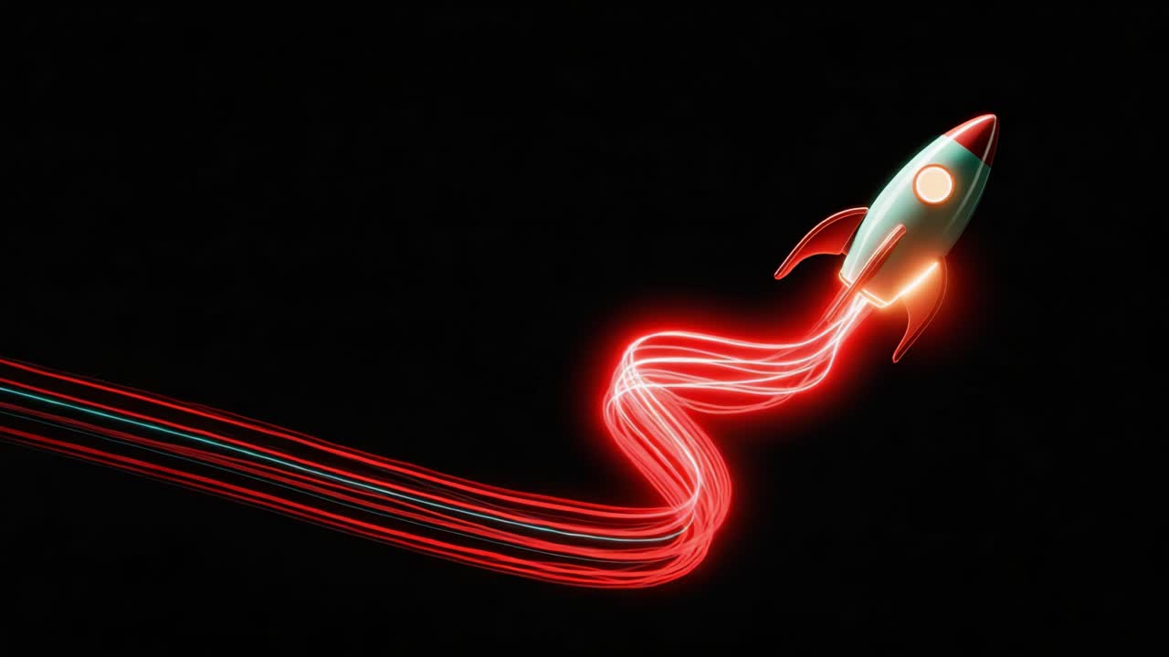 A vibrant rocket soaring through the dark space, leaving a trail of glowing light, showcasing the beauty of interstellar travel and the wonders of exploration and adventure