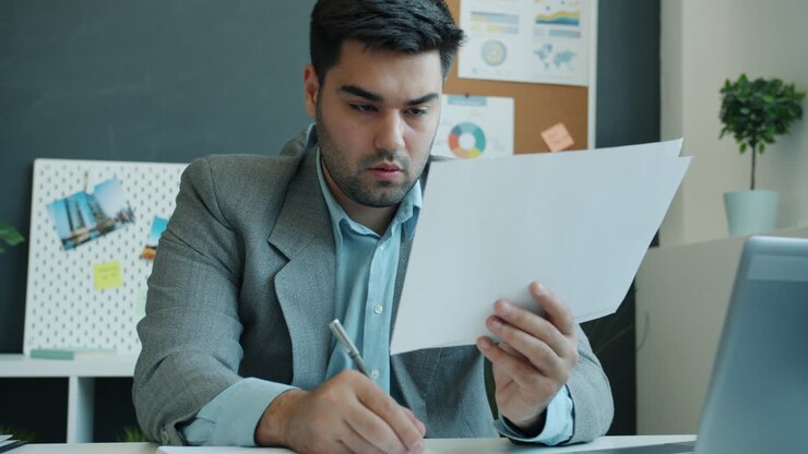 Businessman reviewing documents