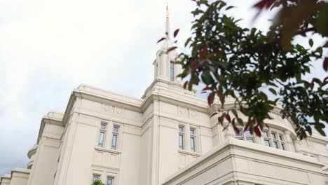 bountiful lds mormon temple, low angle reveal of beautiful architecture