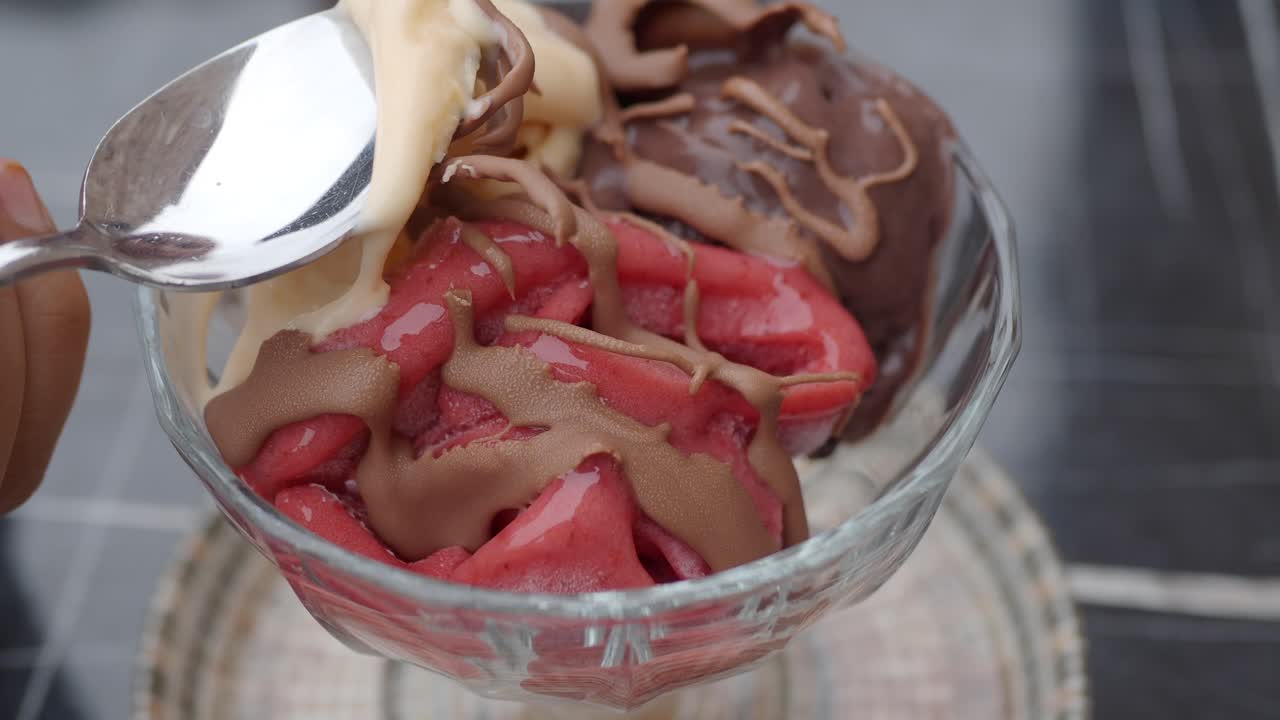 Three-Flavor Ice Cream Sundae