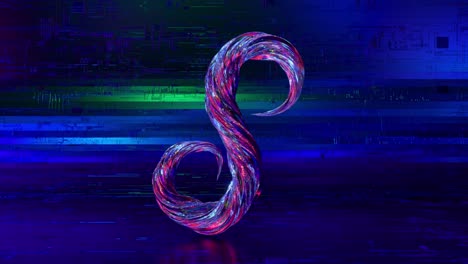 colección alfabeto vivo. letras retorcidas únicas. azul. letra s. animación 3d de bucle sin costuras con alfa mate