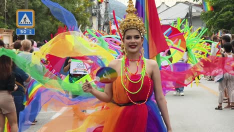 colorful lgbtq+ pride parade in thailand