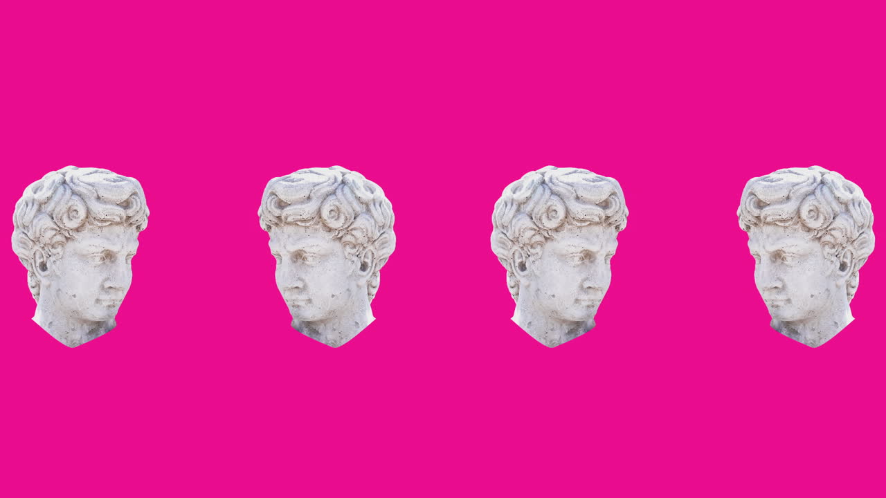 분홍색 배경에 머리 조각 위의 간섭의 애니메이션