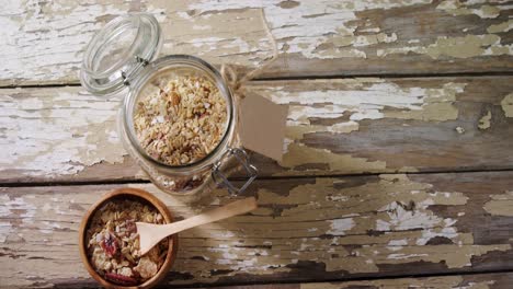 tazón de cereales para el desayuno con frasco 4k