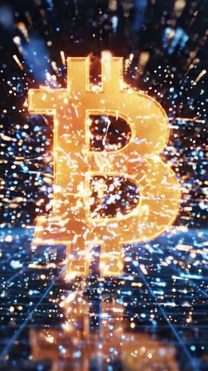 Simbolo Bitcoin illuminato in un universo digitale: un affascinante viaggio visivo attraverso il bagliore scintillante della criptovaluta e il suo impatto sul futuro della finanza