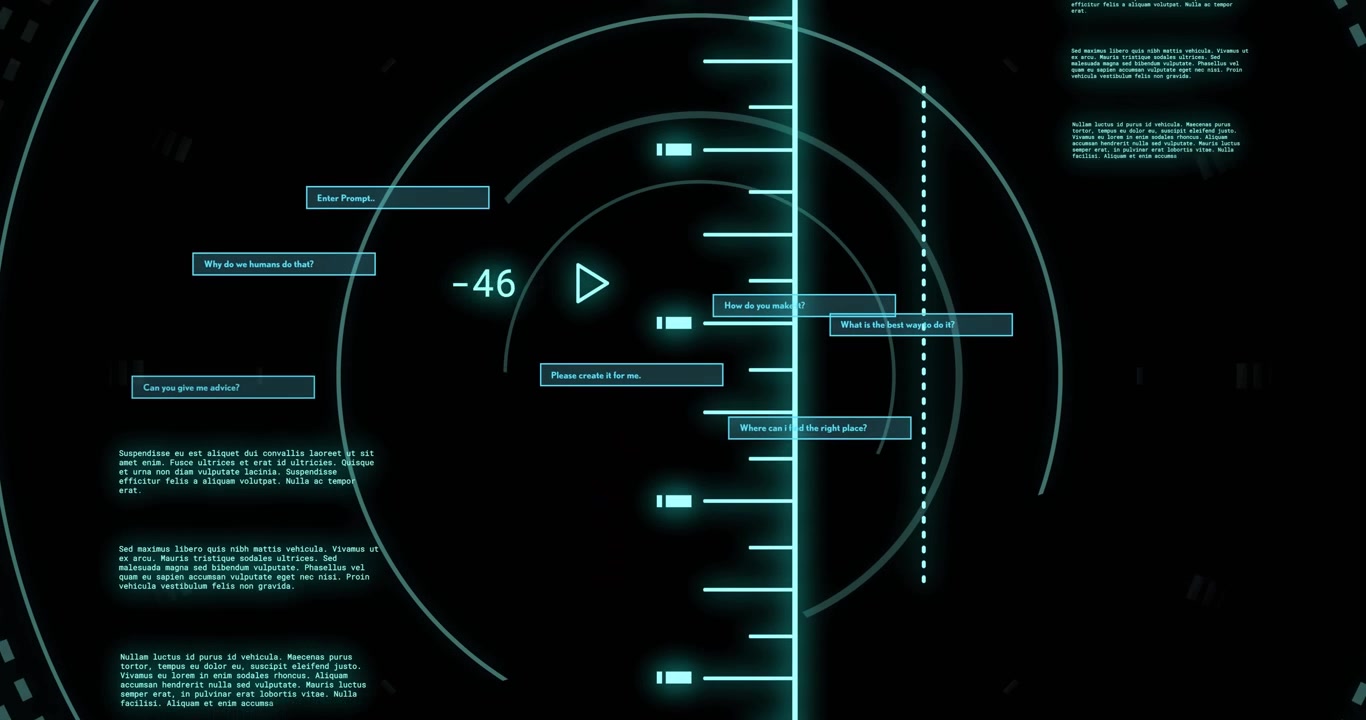 Animation of digital data processing over black background