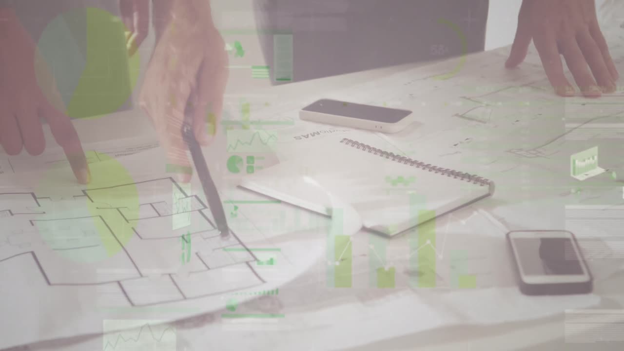 통계 및 금융 데이터 처리의 애니메이션 회의에서 계획과 아키텍트에 대한