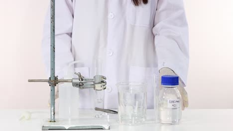 chemical experiment with hydrochloric acid