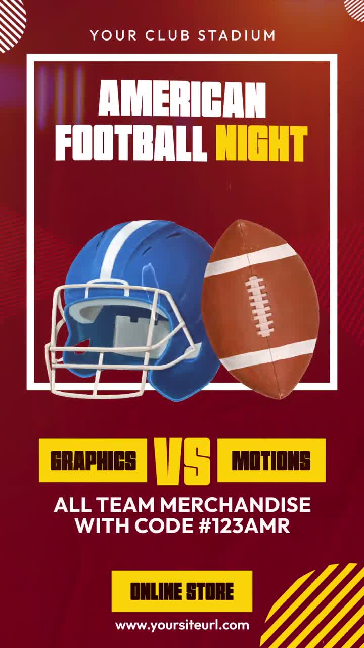 Promozione Evento Notturno di Football Americano con Casco e Pallone