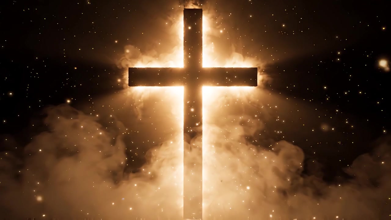 Sfondo per Adorazione 4K: Croce Cristiana e Luce Celeste
