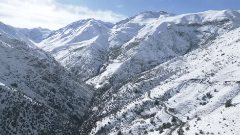 the snowy andes mountain range, country of chile