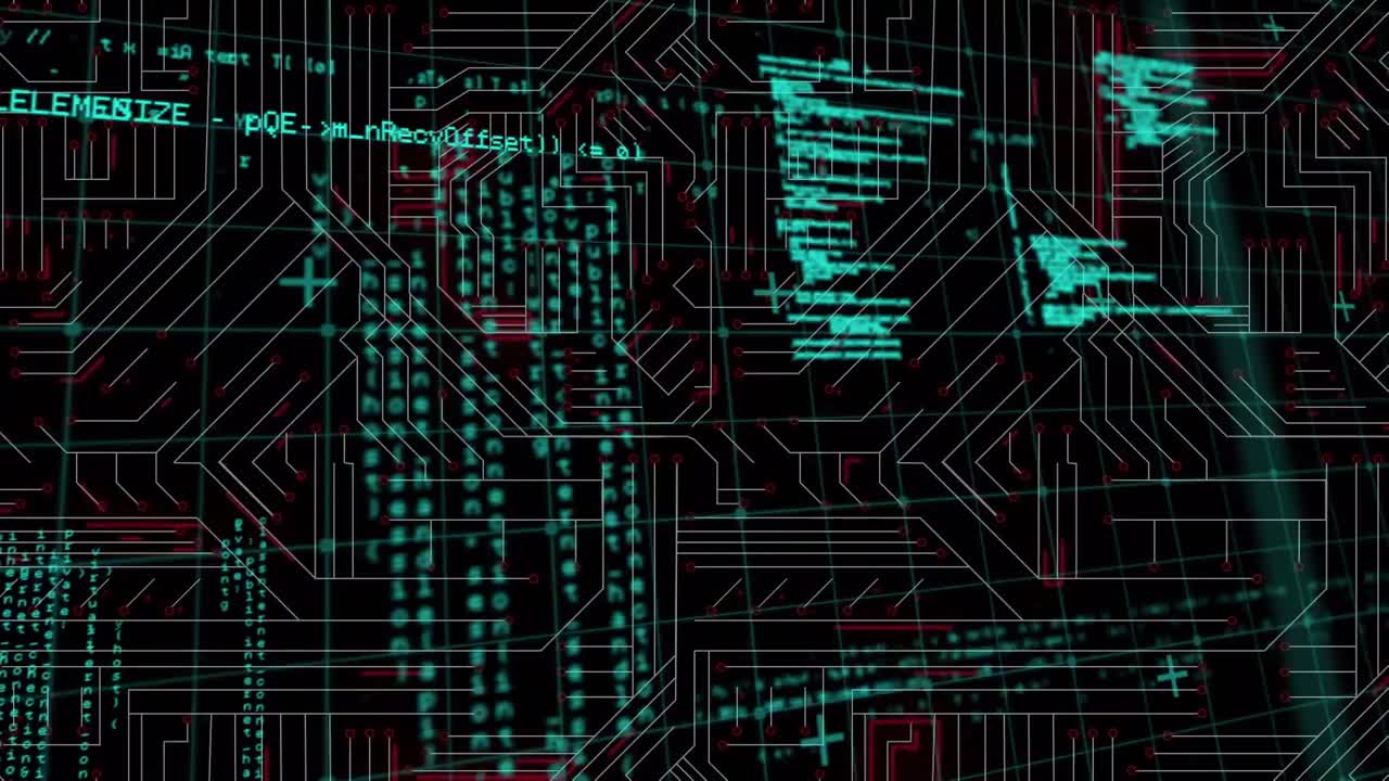 animación del procesamiento de datos sobre un circuito integrado