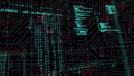 animación del procesamiento de datos sobre un circuito integrado