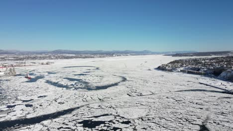 Drone-Hyperlapse,-boat-navigate-in-the-ice