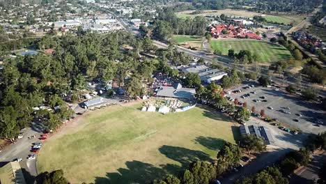 Aerial-view-of-a-festival-in-the-outer-suburbs-of-Melbourne,-Victoria,-Australia