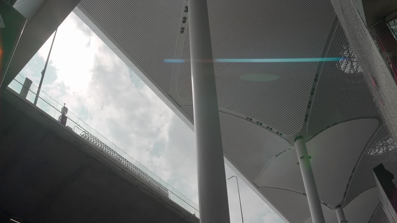 Modern Airport Underpass with Overhead Structure