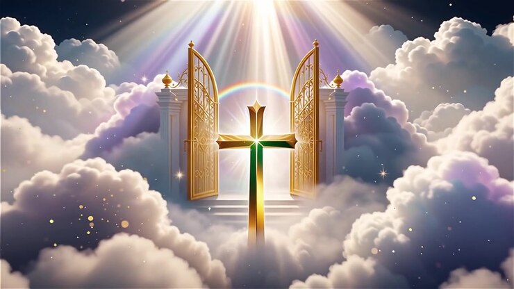 Christian Cross Heavenly Light Worship Background