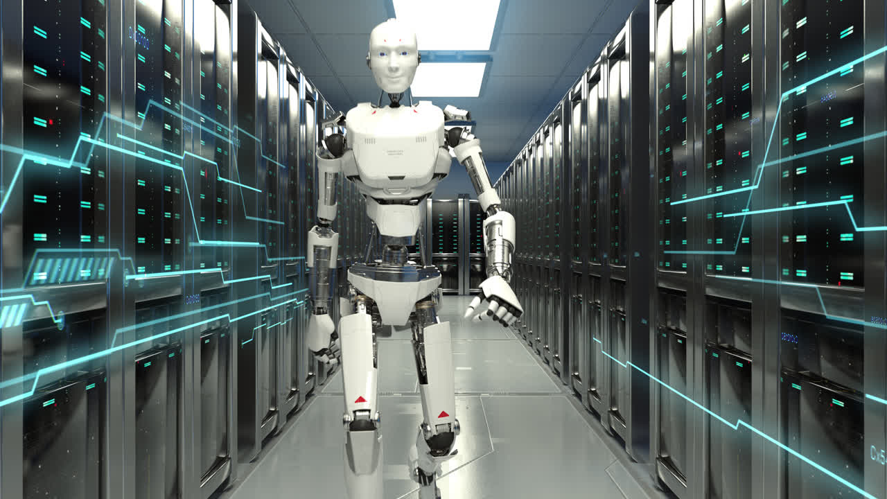 robot en un centro de datos
