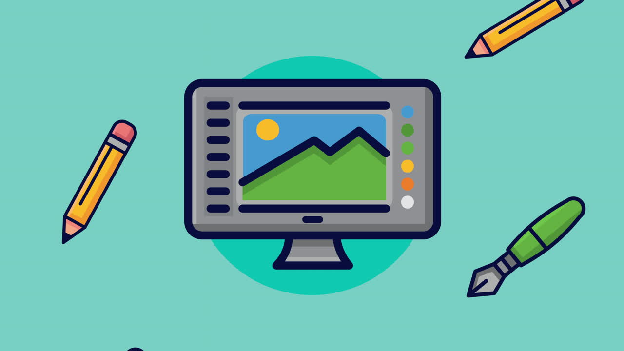 그래픽 디자인 스튜디오 데스크 컴퓨터
