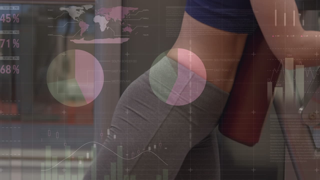 caucasian sportswoman exercising에 대한 데이터 처리의 애니메이션