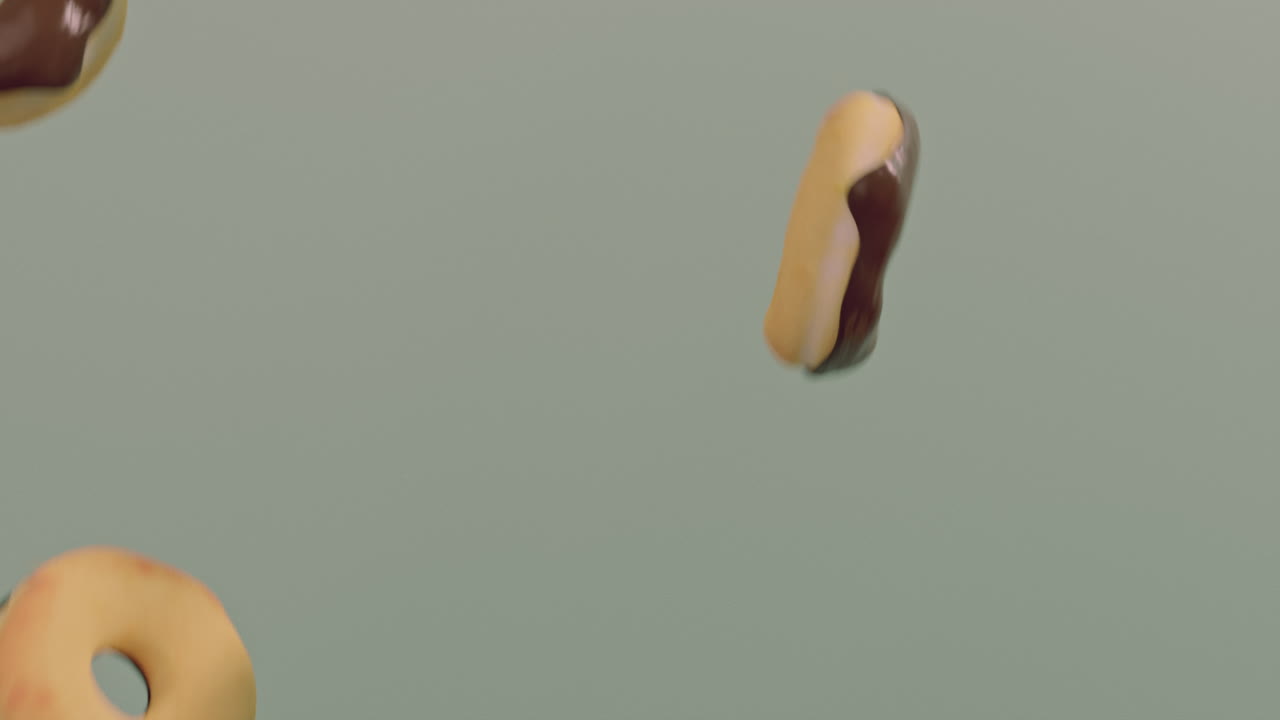 Chocolate glaze donuts on a mint background