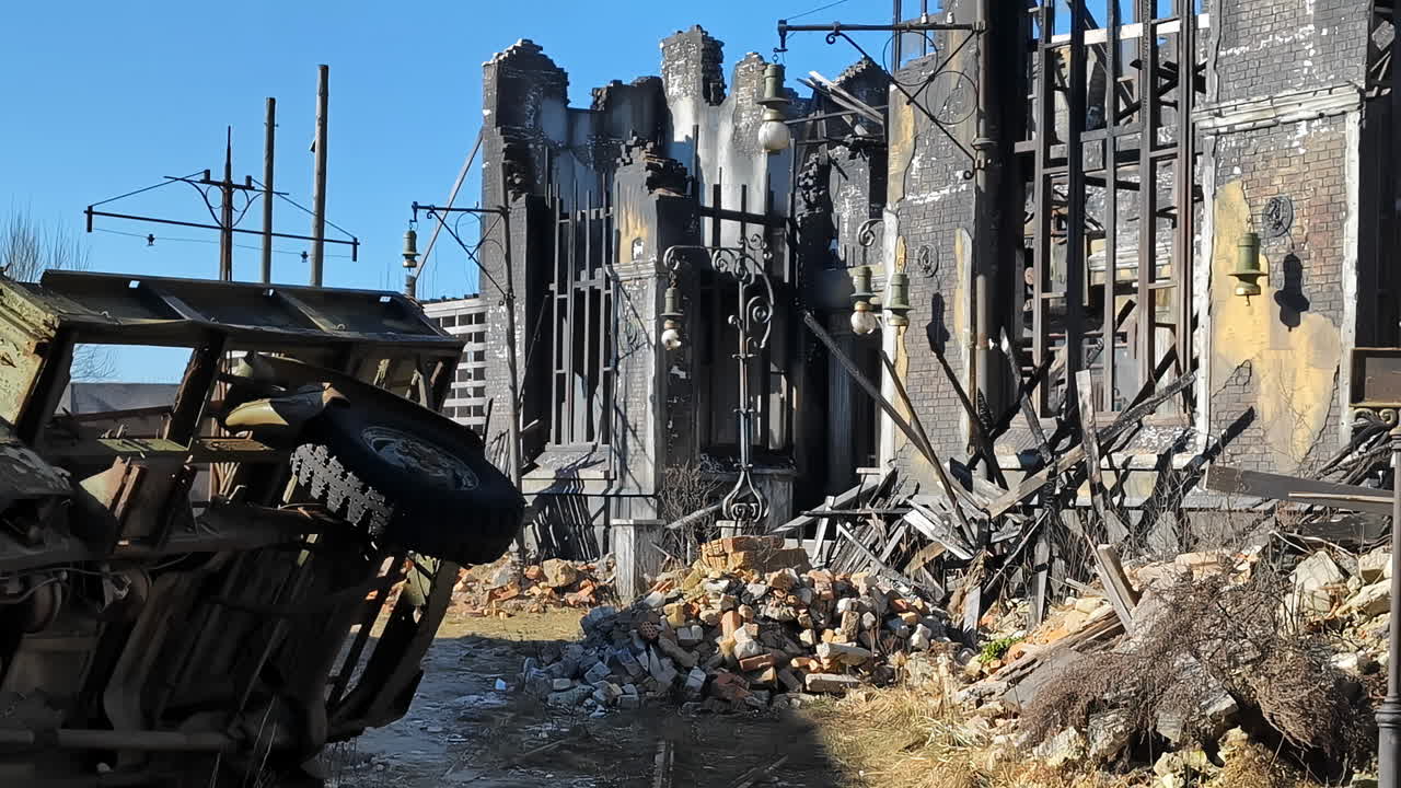 전쟁으로 손된 또는 포스타포칼립스적인 파괴의 스튜디오 촬영장