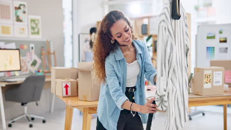small business, fashion and woman steam clothes