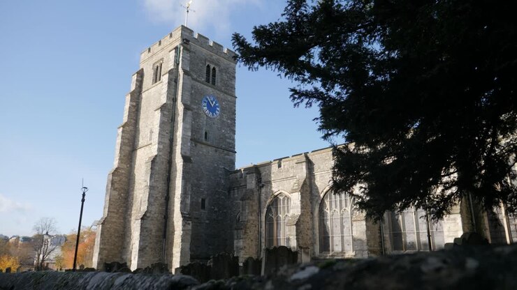 Maidstone All Saint Church tower with clock