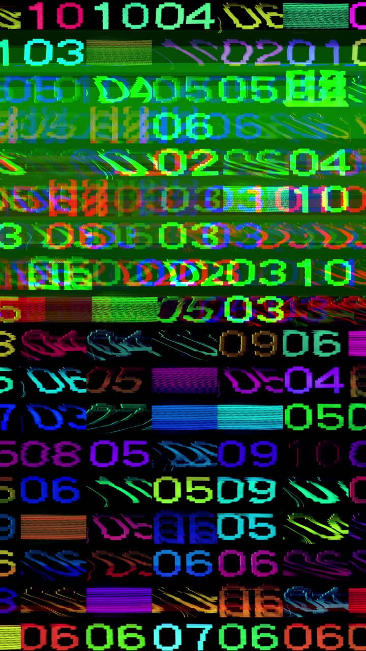 números de conteo, tiempo e información de código en vertical