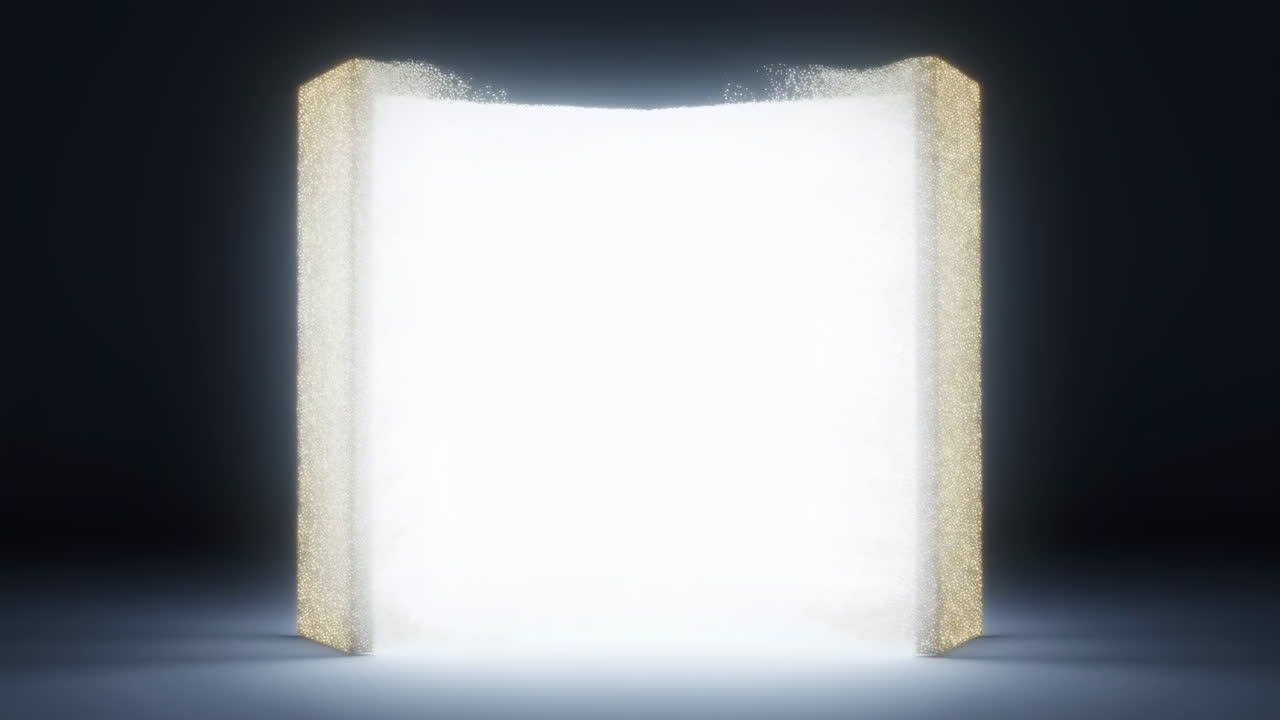 Abstract Glowing Rectangle Splitting Open to Reveal Bright Light