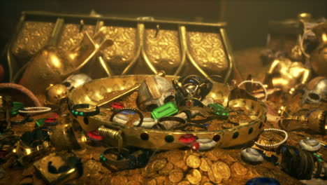 golden treasures hidden in a secret dungeon full of ancient artifacts