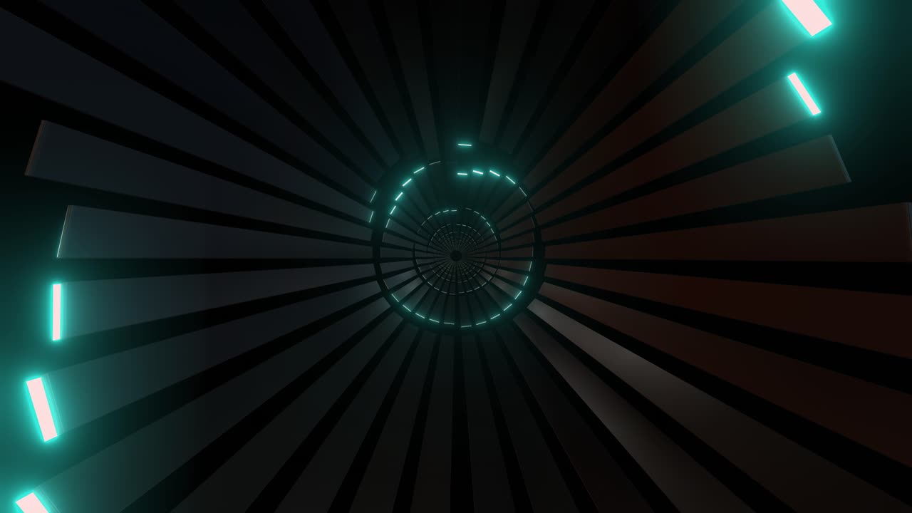 Glowing Neon Spiral Tunnel